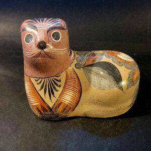 Vintage, Hand-Painted Mexican Pottery - Cat Figurine From Tonalá